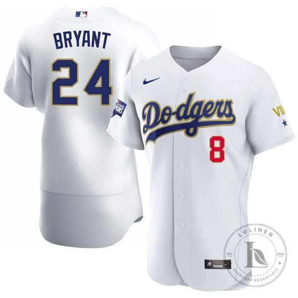 Los Angeles Dodgers Kobe Bryant 24 White Baseball Jersey